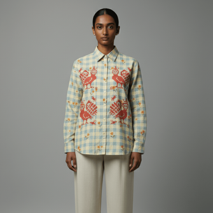 MM Shirt Women - Memento Mori Checks Shirt for Women - Luxury Designer | Soft Cotton or Pure Linen - Naymish Designs
