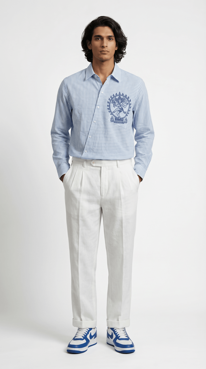 Natraj Oblique Placate Blue Shirt Men - Naymish Designs