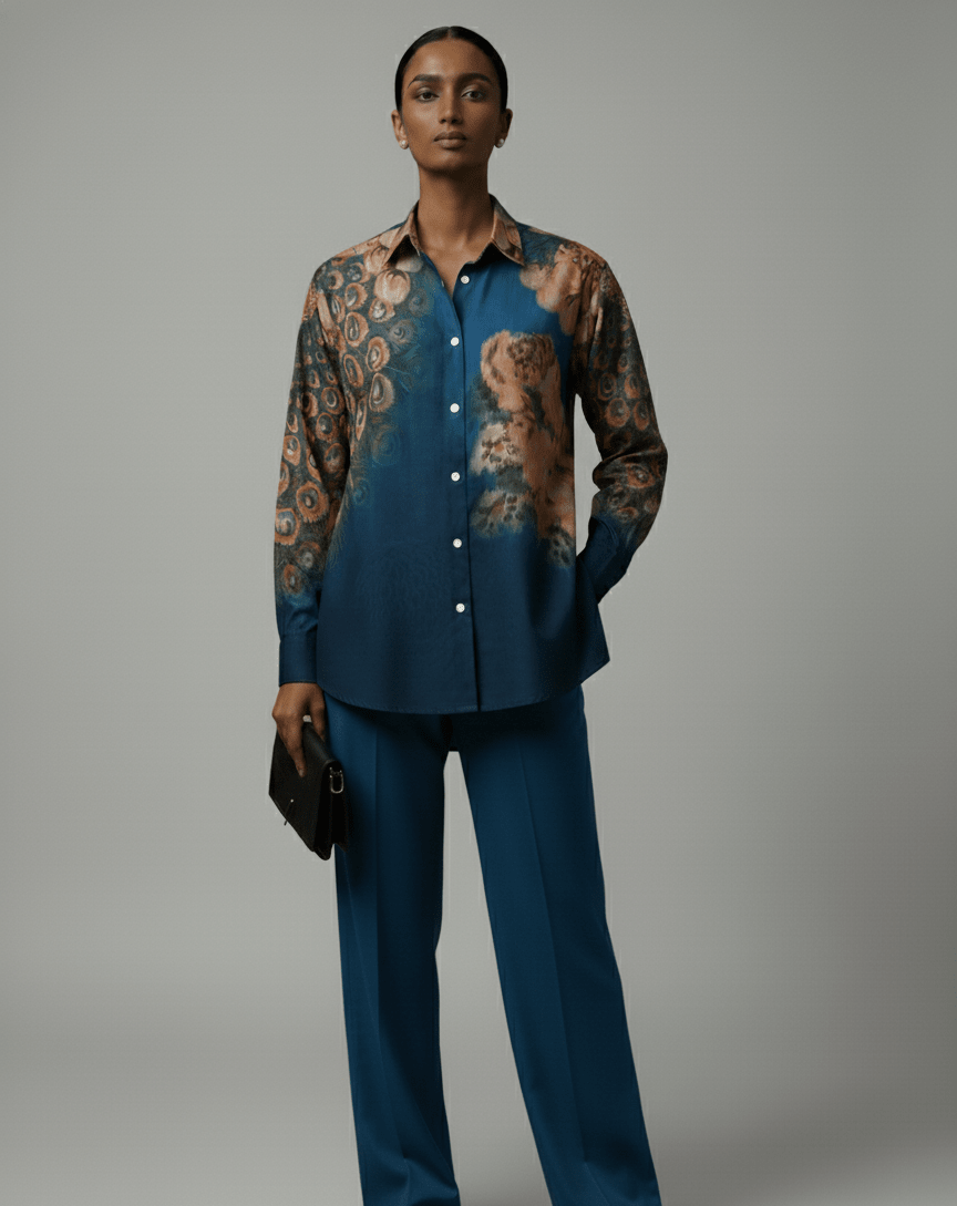 Peacock on the Wall Shirt for Women - Luxury Designer | Soft Cotton or Pure Linen - Naymish Designs