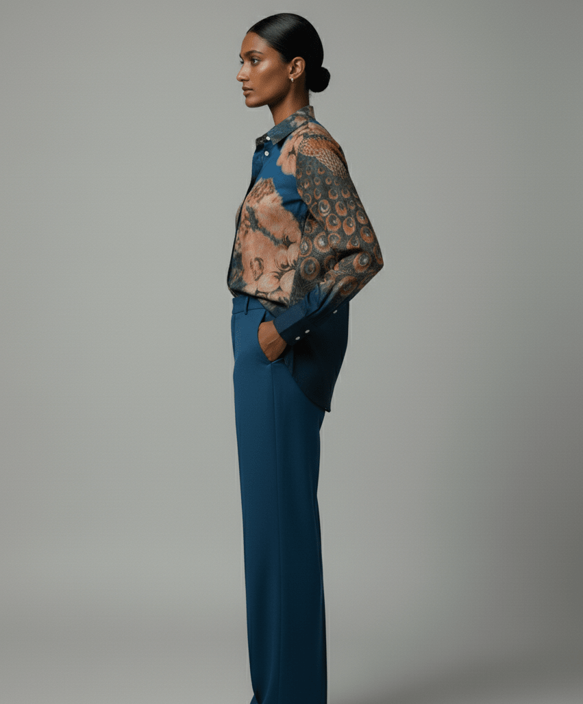 Peacock on the Wall Shirt for Women - Luxury Designer | Soft Cotton or Pure Linen - Naymish Designs