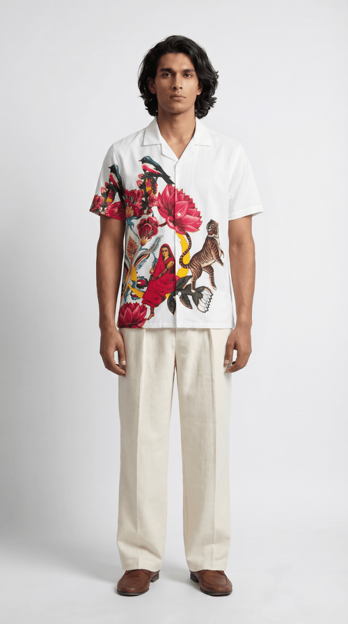 16 Bit Retro Mens Cotton Casual Shirts White Half Sleeve Resort Collar - Naymish Designs