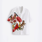 16 Bit Retro Mens Cotton Casual Shirts White Half Sleeve Resort Collar - Naymish Designs