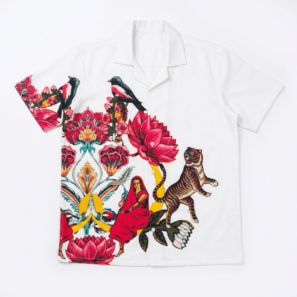 16 Bit Retro Mens Cotton Casual Shirts White Half Sleeve Resort Collar - Naymish Designs
