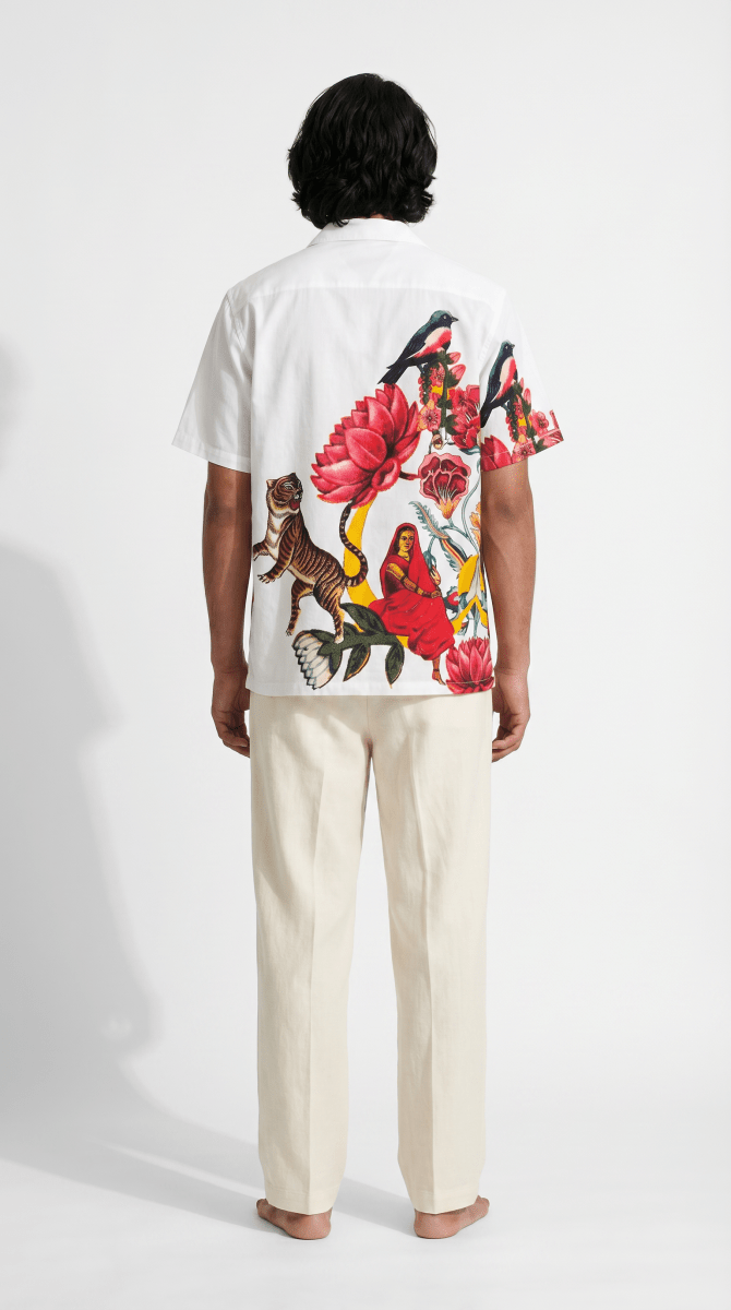 16 Bit Retro Mens Cotton Casual Shirts White Half Sleeve Resort Collar - Naymish Designs