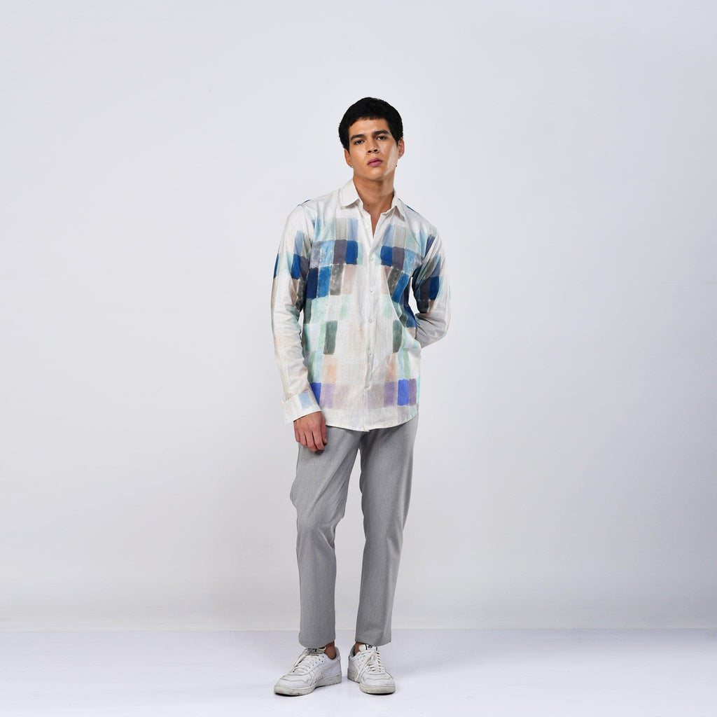 Mosaic White Shirts for Men