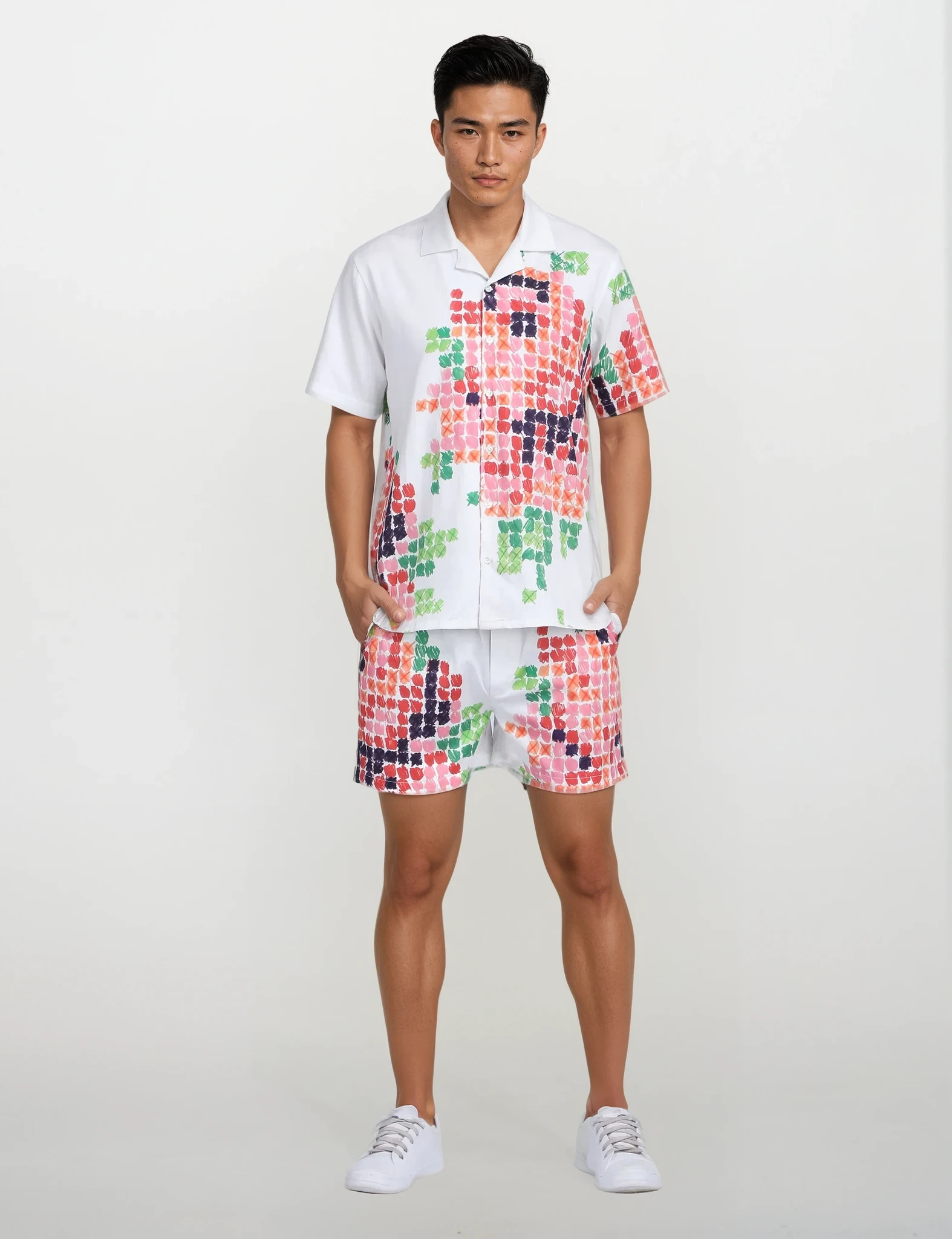 Le Jardin Pixele White Luxury Coord Sets for Men