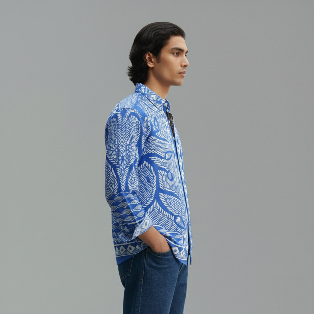 Madhubani - Luxury Designer Shirt | Soft Cotton or Pure Linen | Partywear shirt for Men