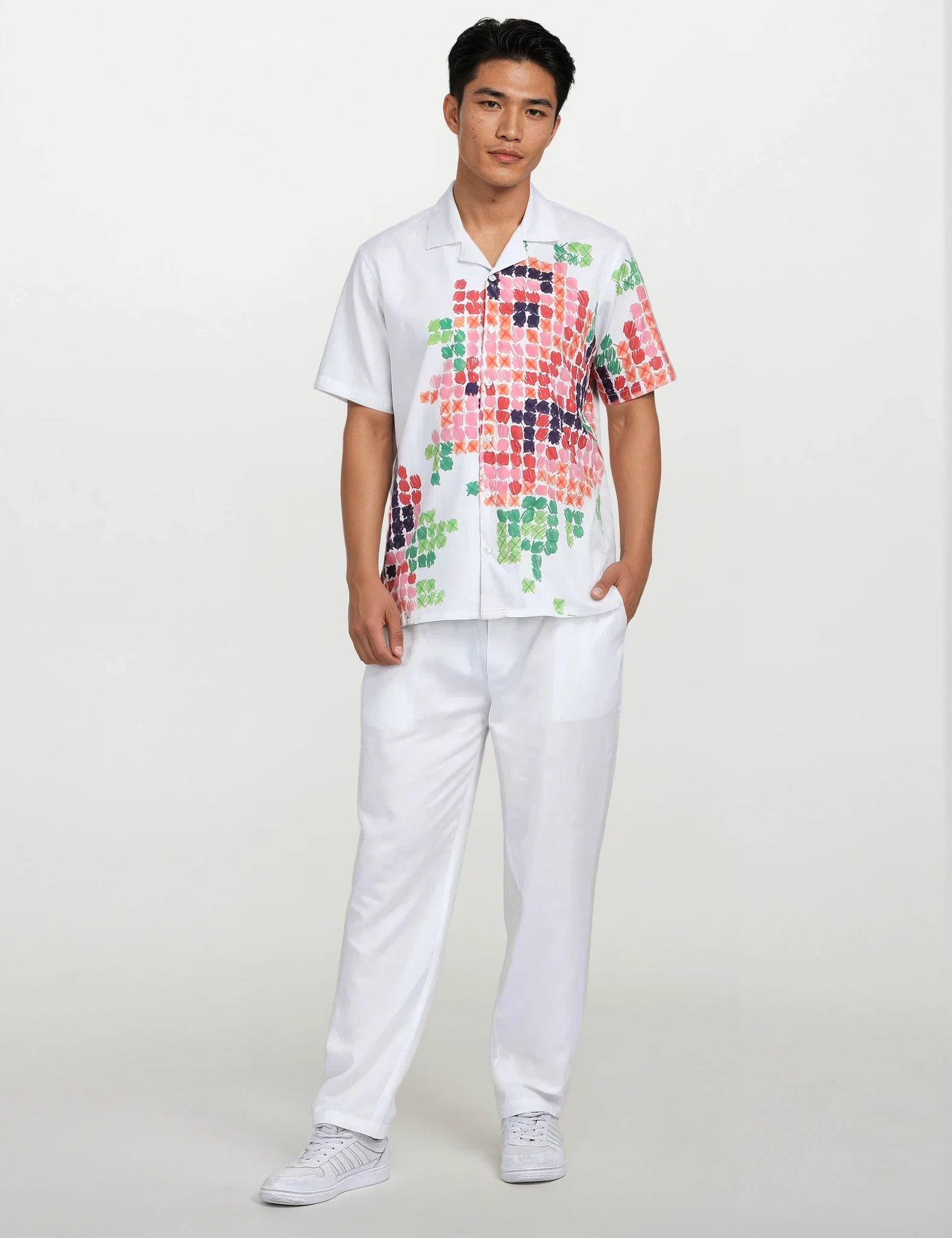 Le Jardin Pixele White Luxury Coord Sets for Men