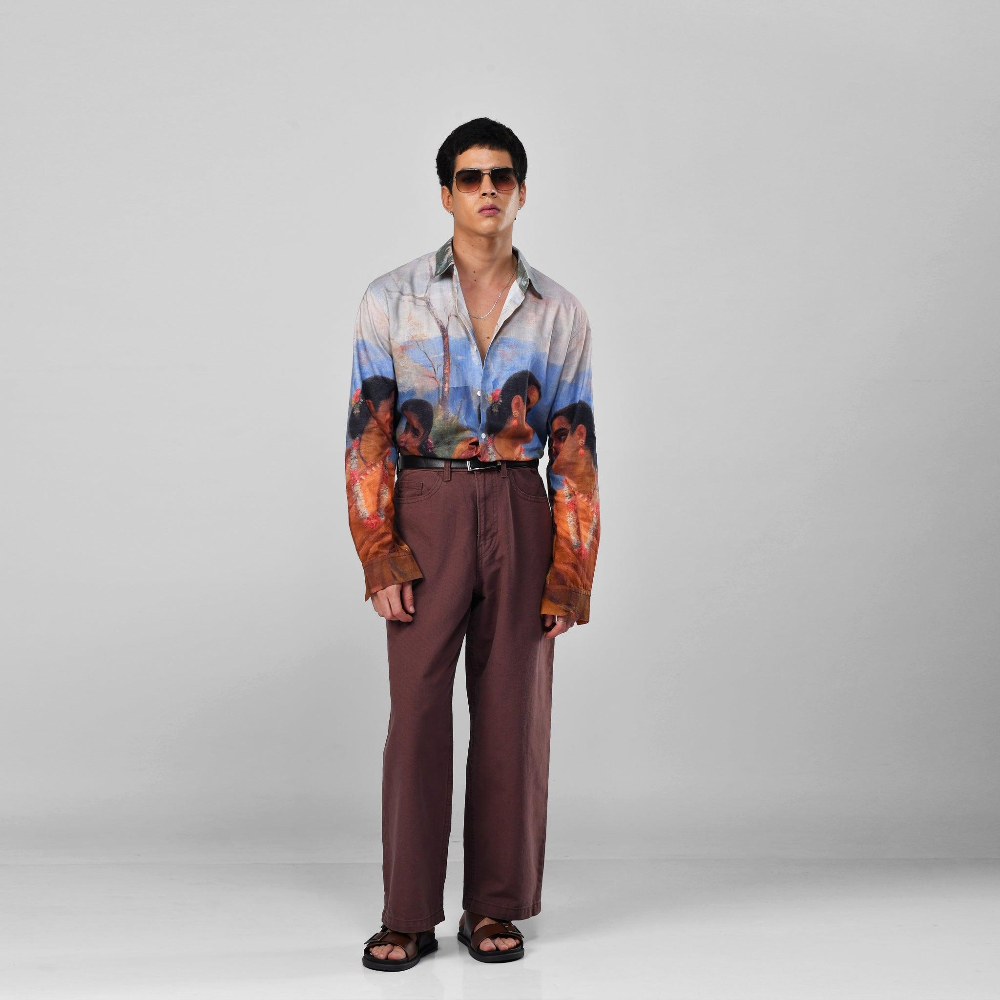 Shakuntala by Raja Ravi Varma - Luxury Designer Shirt | Soft Cotton or Pure Linen | Partywear shirt for Men