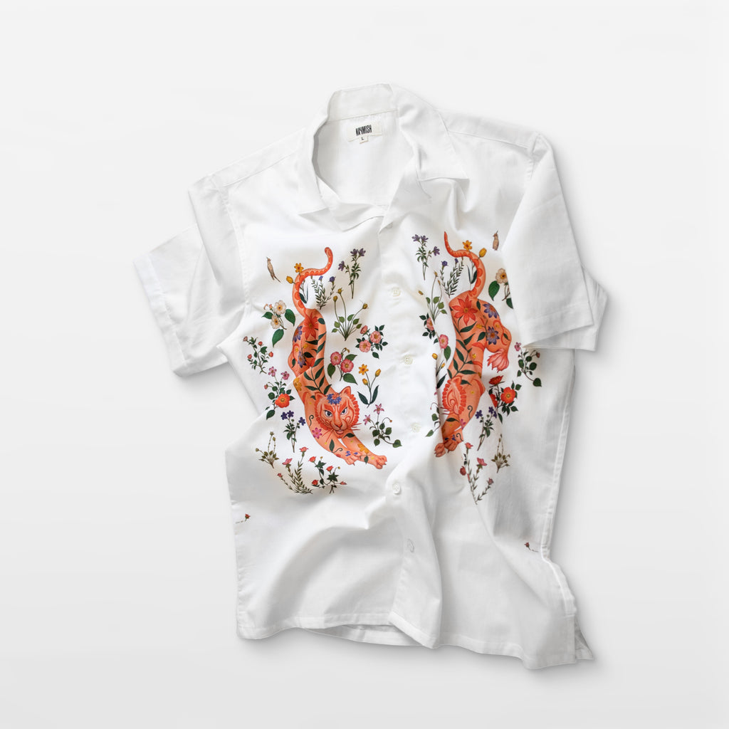 Roar & Roses - White Half Sleeve Summer Shirts for Men