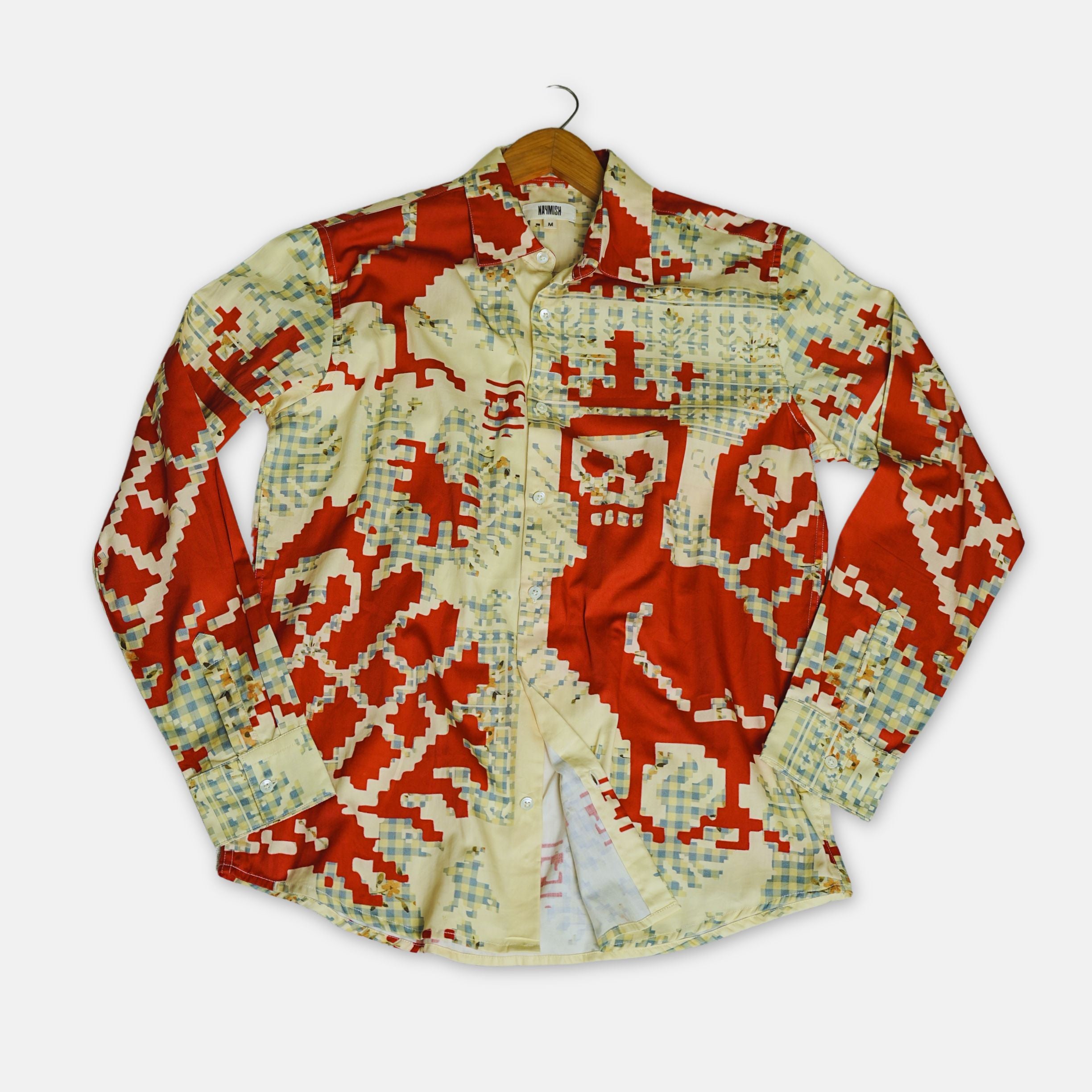 Memento Mori  - Red Luxury Designer Shirt | Soft Cotton or Pure Linen | Partywear shirt for Men