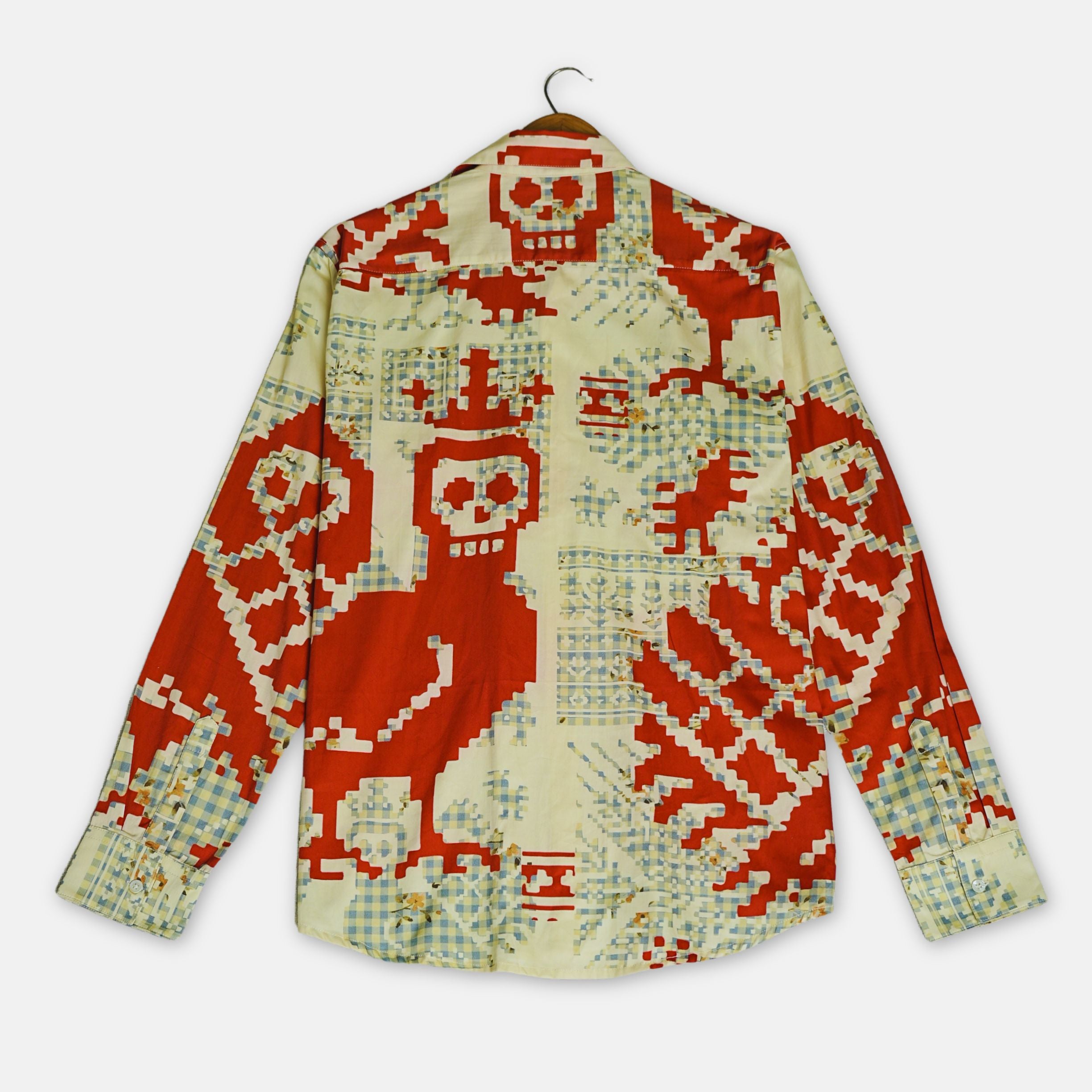 Memento Mori  - Red Luxury Designer Shirt | Soft Cotton or Pure Linen | Partywear shirt for Men