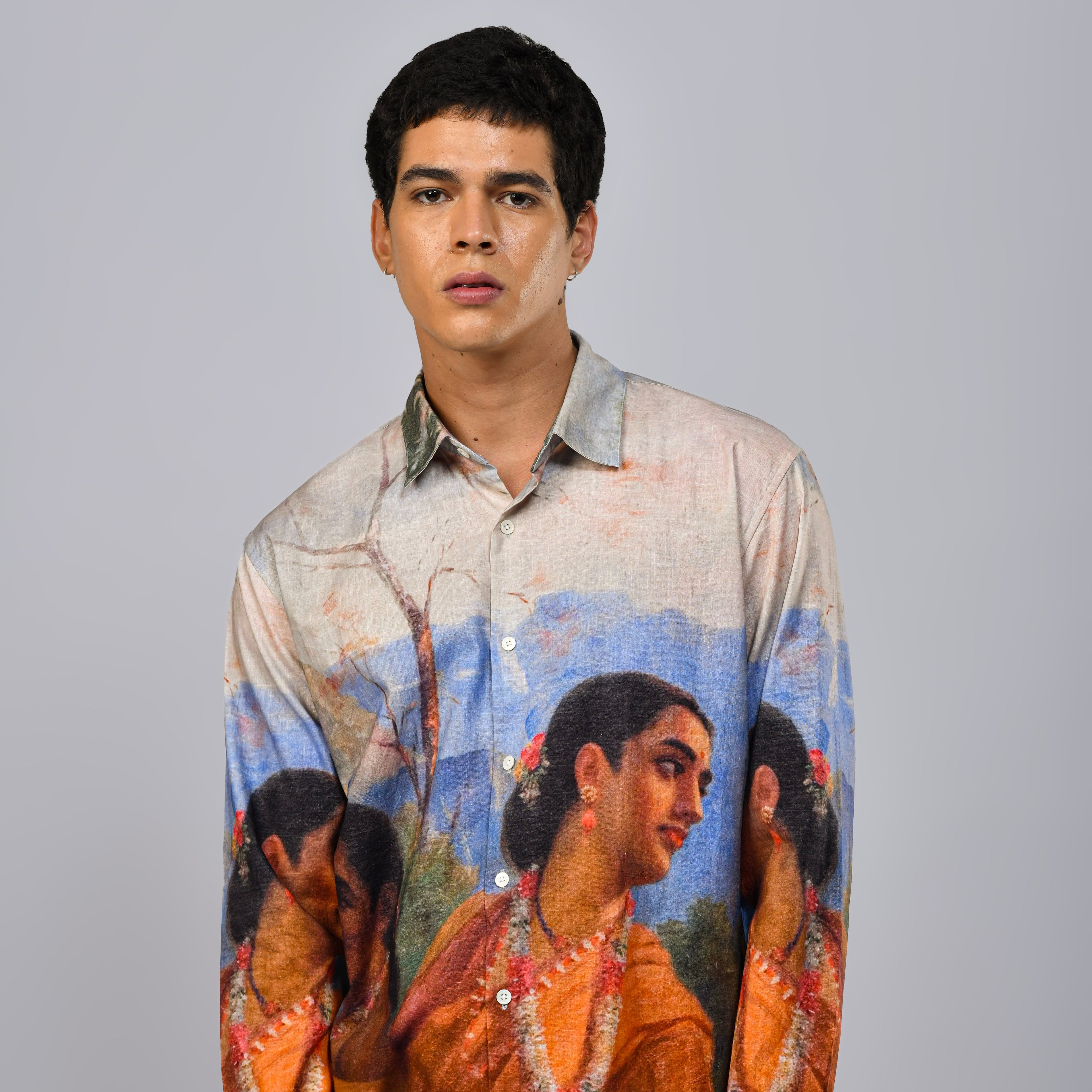Shakuntala by Raja Ravi Varma - Luxury Designer Shirt | Soft Cotton or Pure Linen | Partywear shirt for Men