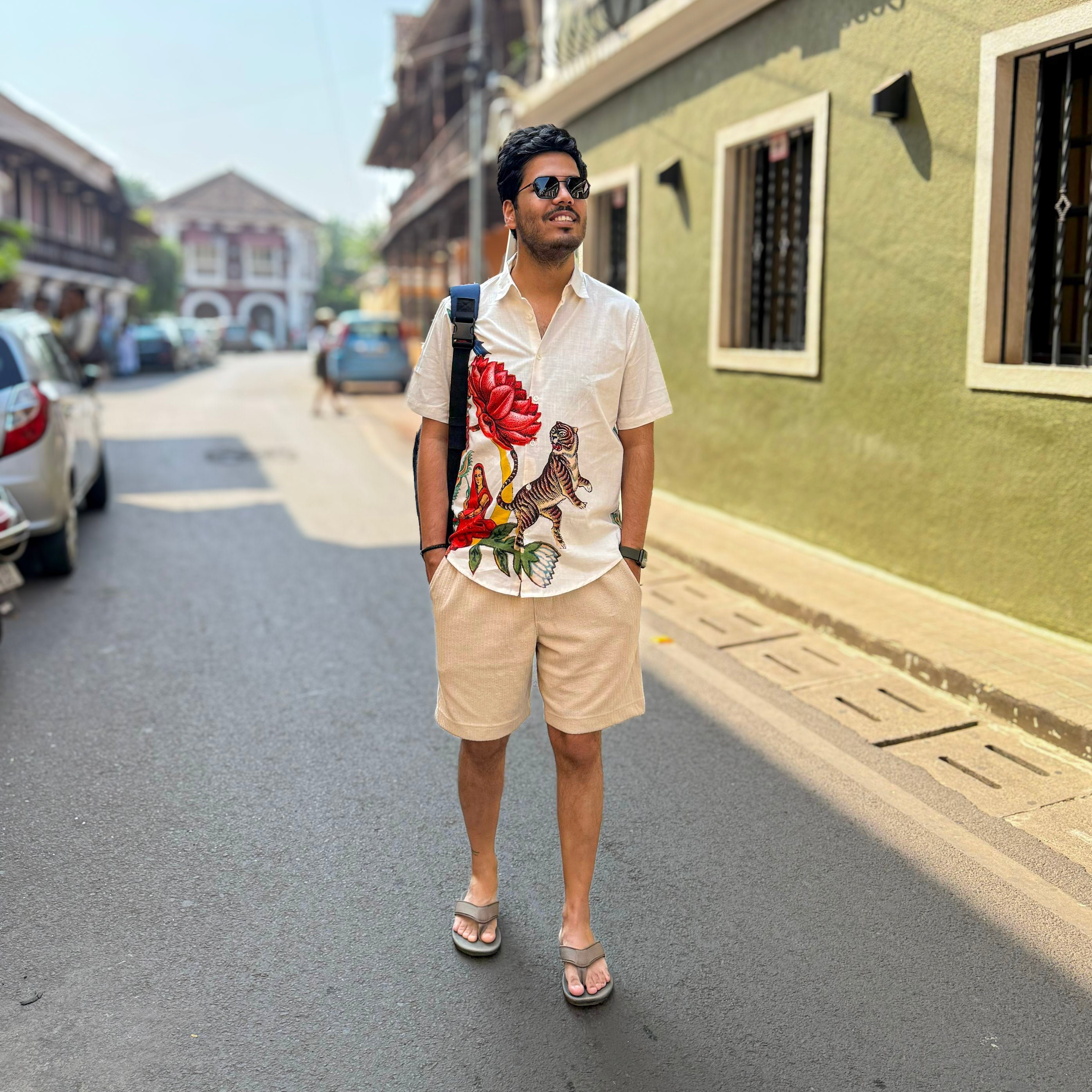 16 Bit Retro Mens Cotton Casual Shirts White Half Sleeve Resort Collar