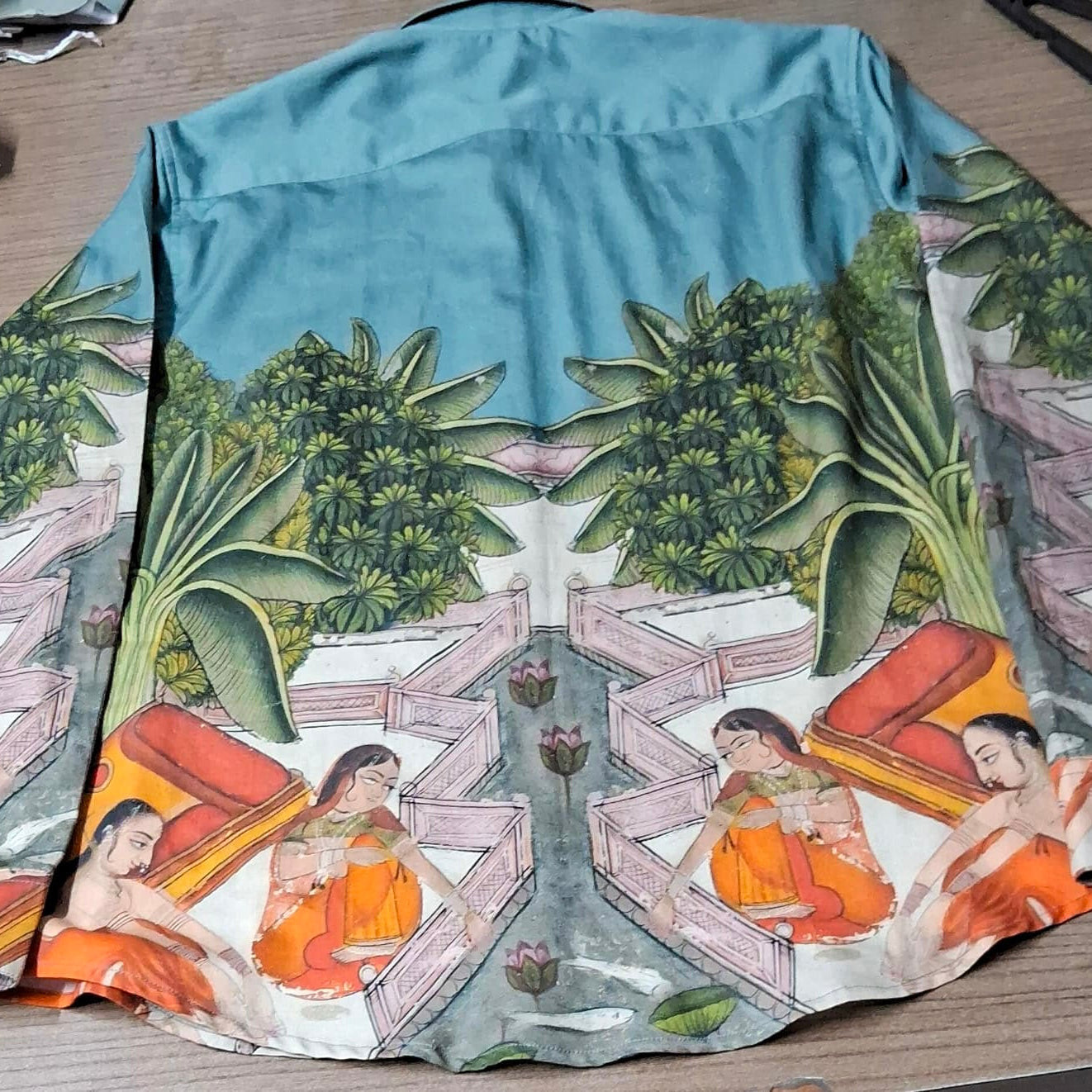 Medieval Backyard - Pichhwai Art Women Shirts in Cotton and Linen