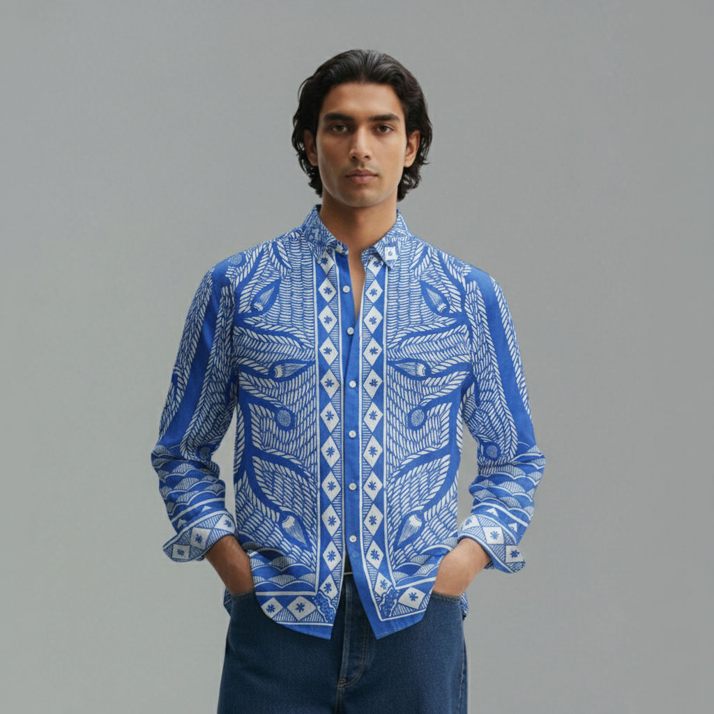 Madhubani - Luxury Designer Shirt | Soft Cotton or Pure Linen | Partywear shirt for Men