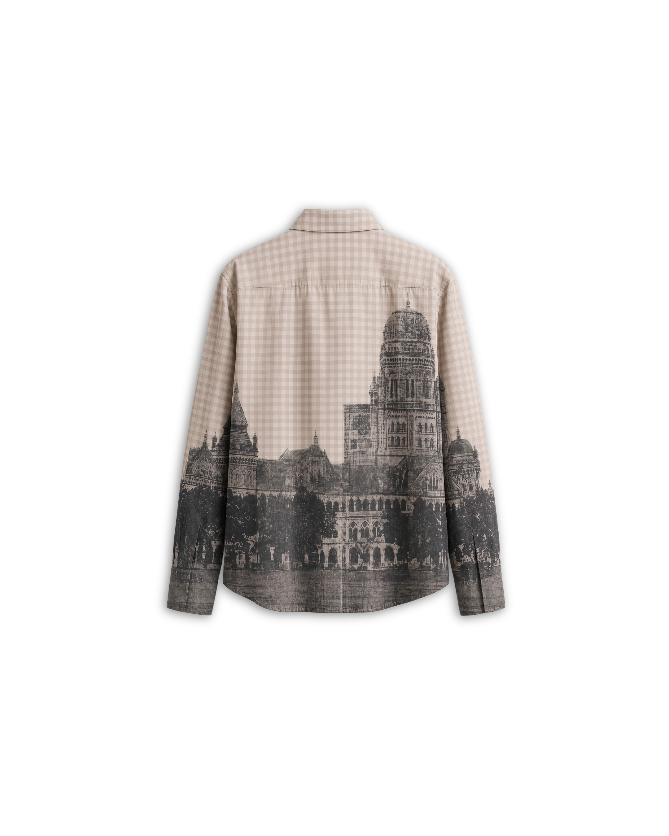 Mumbai Shirt Men - Cotton - Vintage - Beige - Check