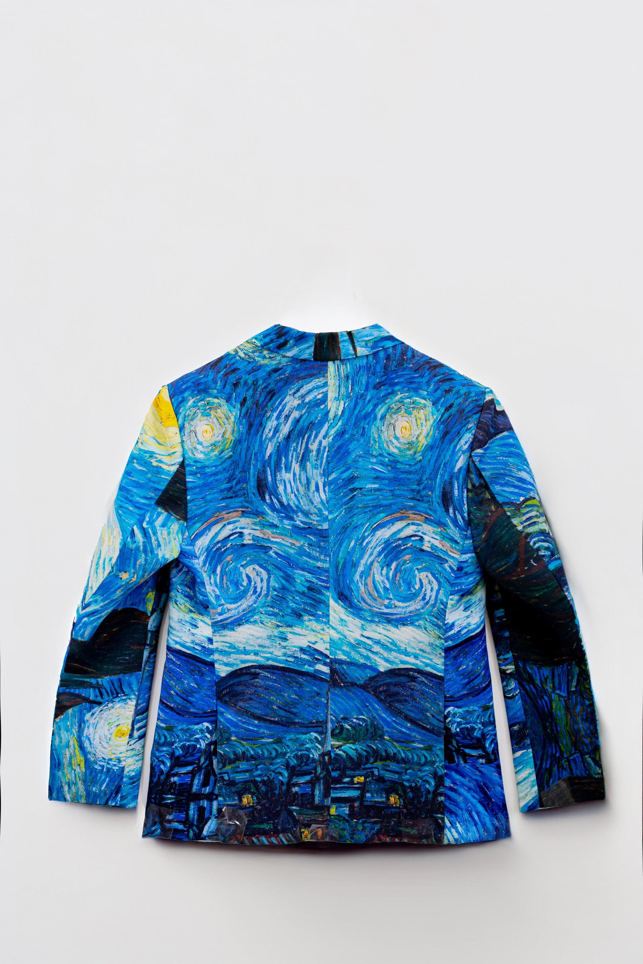 Summer Light Blazer - Starry Nights by Van Gogh - Blue Cotton Blazer Unisex