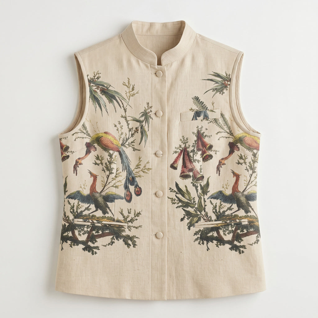 Aviary Bloom Nehru Waistcoat Women - vest detail
