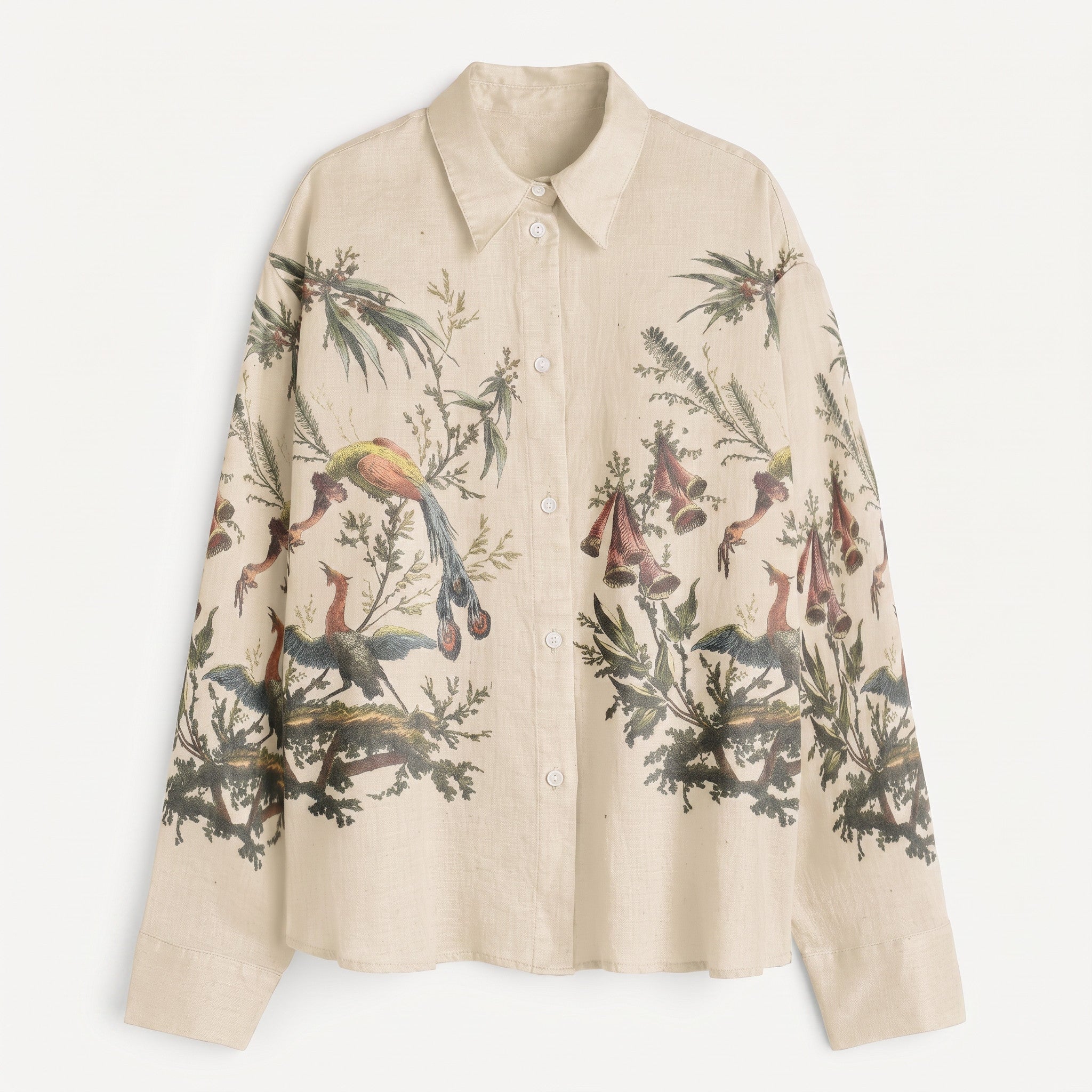 Aviary Bloom Shirt Men - bird print front view