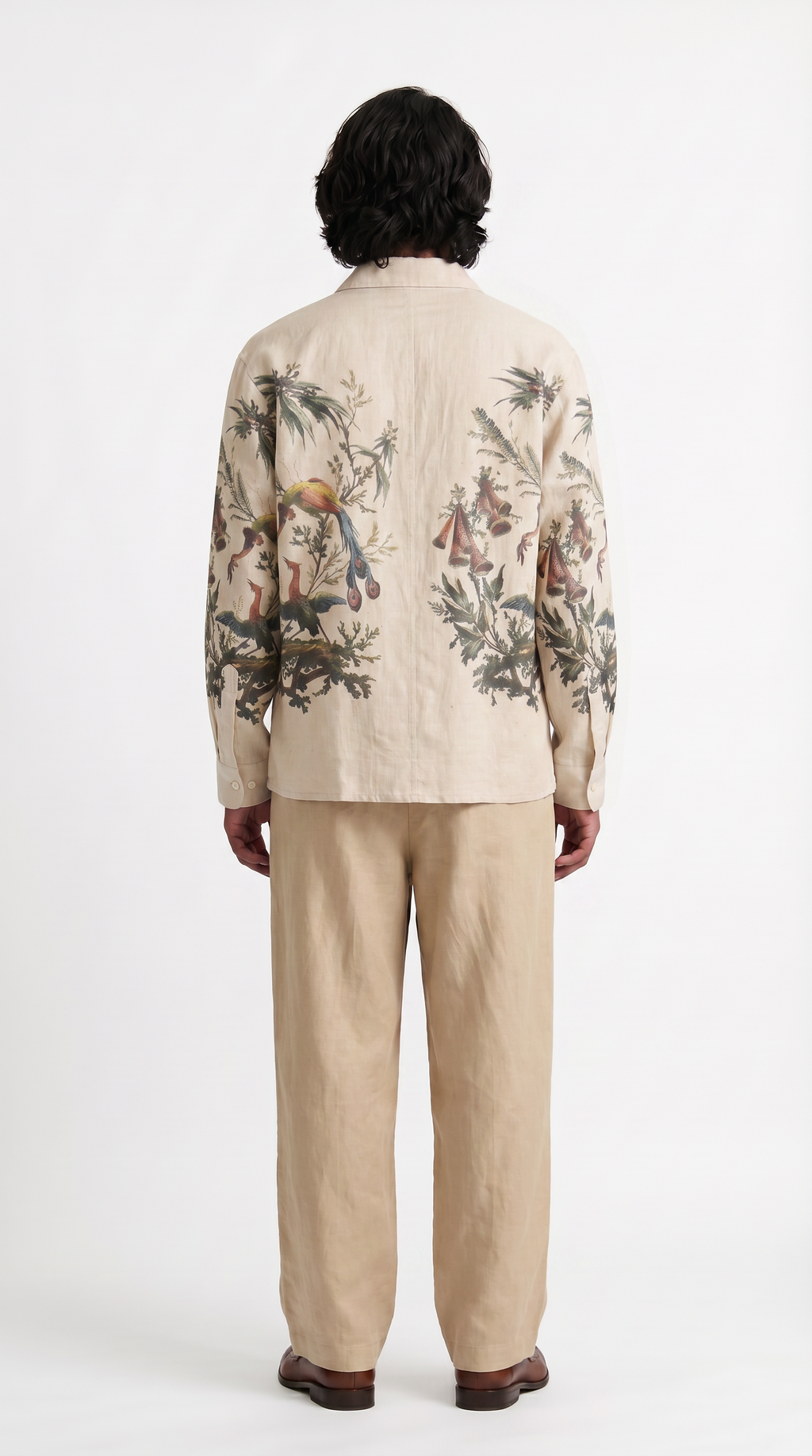 Aviary Bloom Shirt Men - full length back view