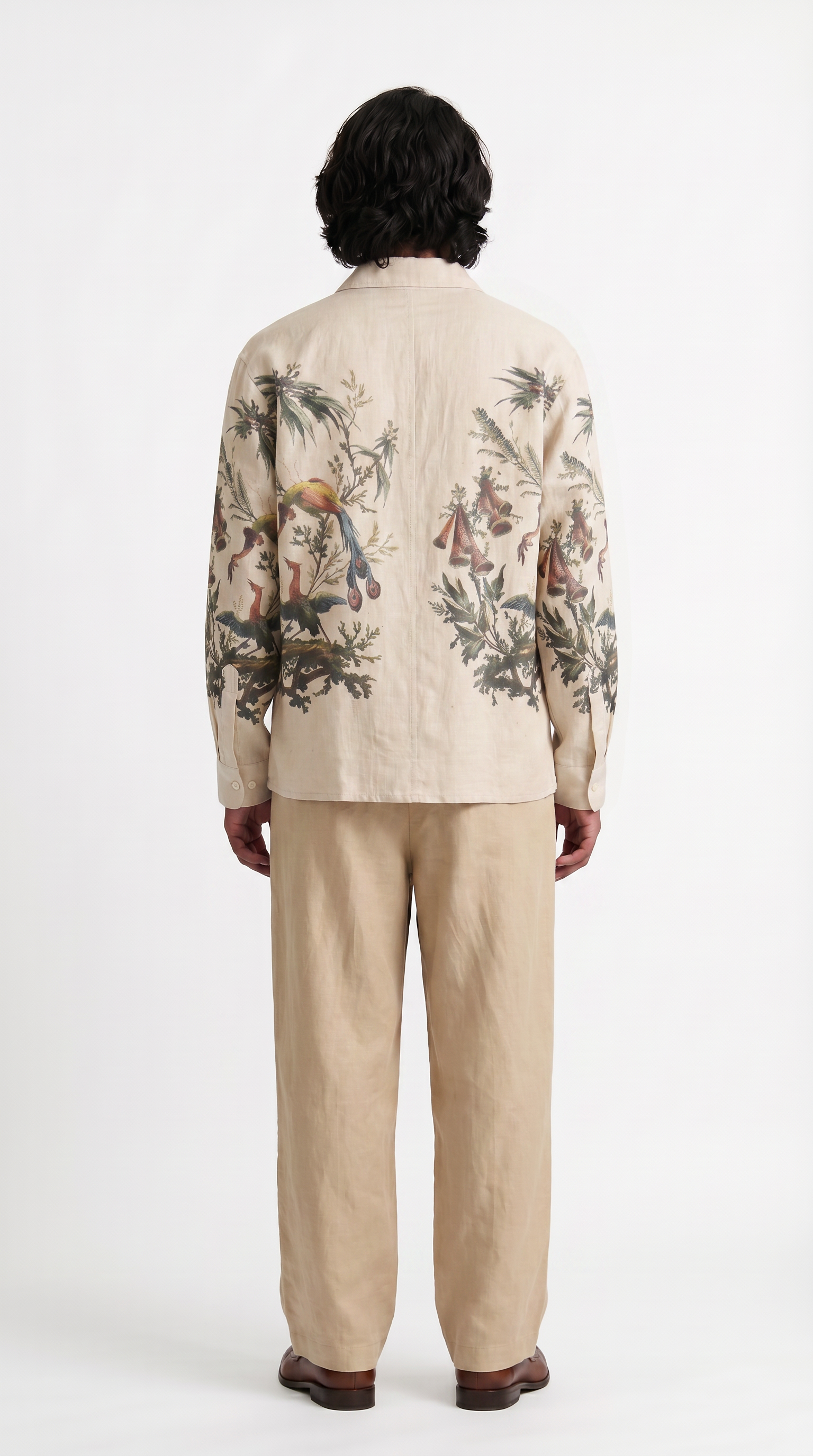 Aviary Bloom Shirt Men - full length back view