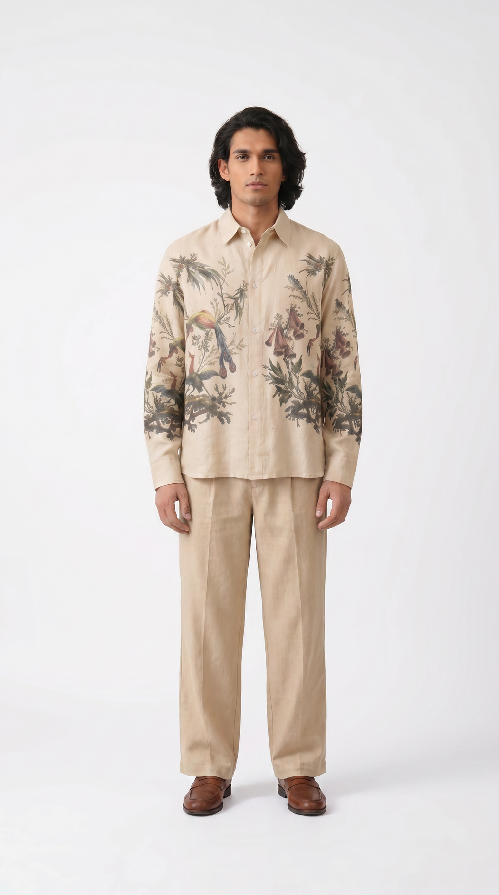 Aviary Bloom Shirt Men - full length front view