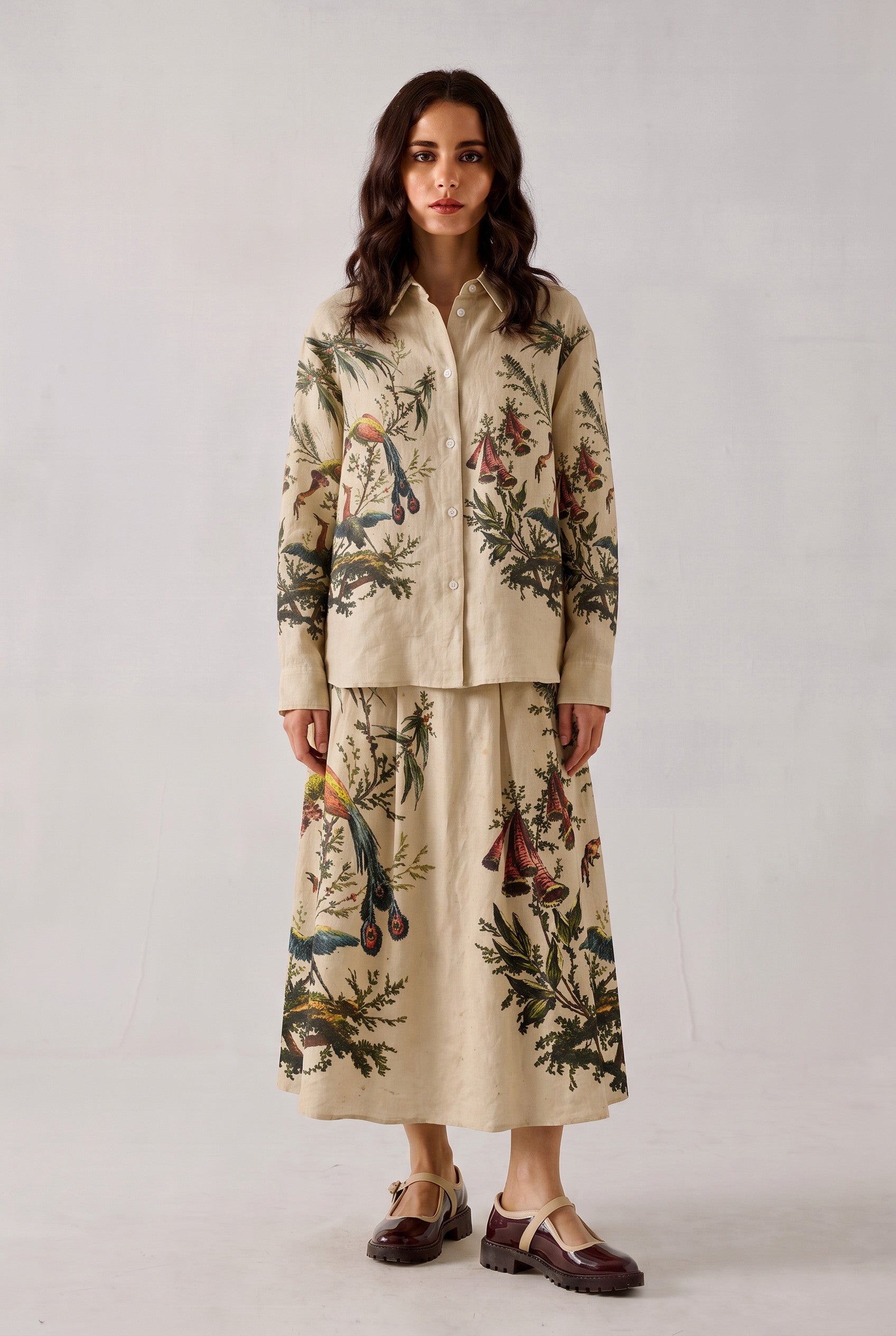 Aviary Bloom Pleated Skirt Women - styled front view
