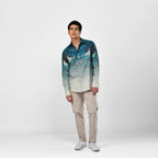 Bird Weave Shirt for Men Blue Available in Cotton and Linen - Naymish Designs