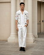 Blissful Meadow - White Summer Shirts for Men - Naymish Designs