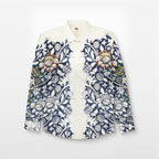 Blue floral printed white Shirts for Men - "Unfinished" shirt Available in Cotton and Linen - Naymish Designs