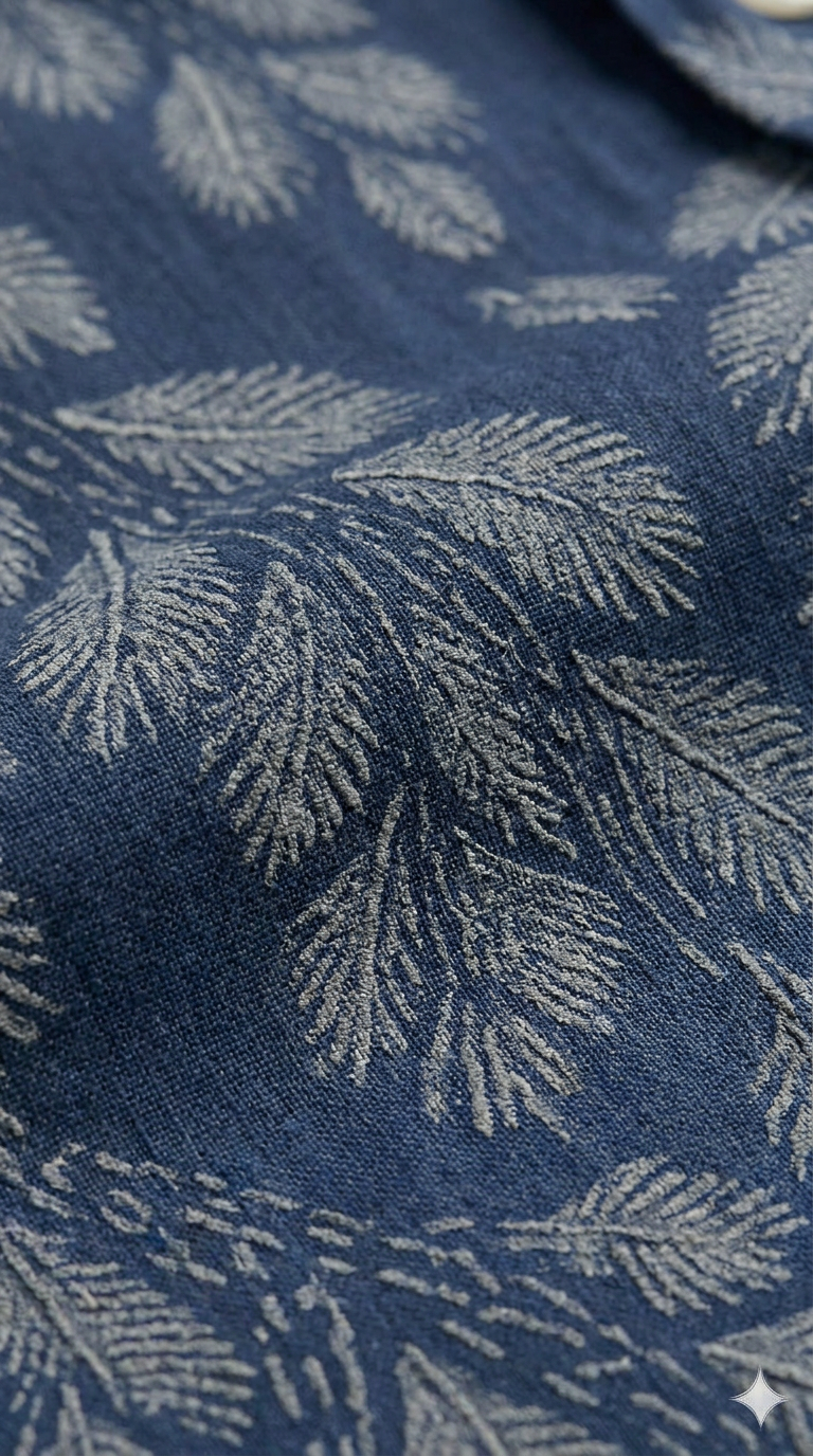 Gond Leaf blue print close-up