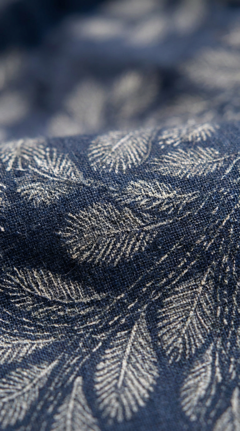Gond Leaf dark blue detail close-up