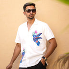 Eastern Bluebird Mens White Party Shirts - Naymish Designs