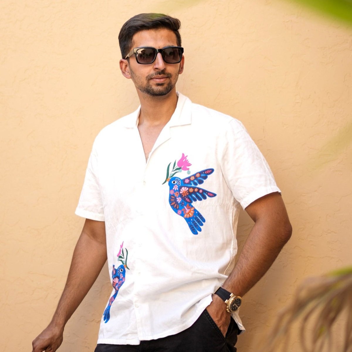 Eastern Bluebird Mens White Party Shirts - Naymish Designs