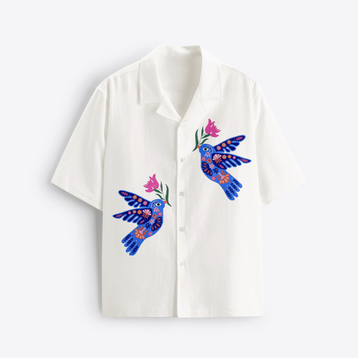 Eastern Bluebird Mens White Party Shirts - Naymish Designs