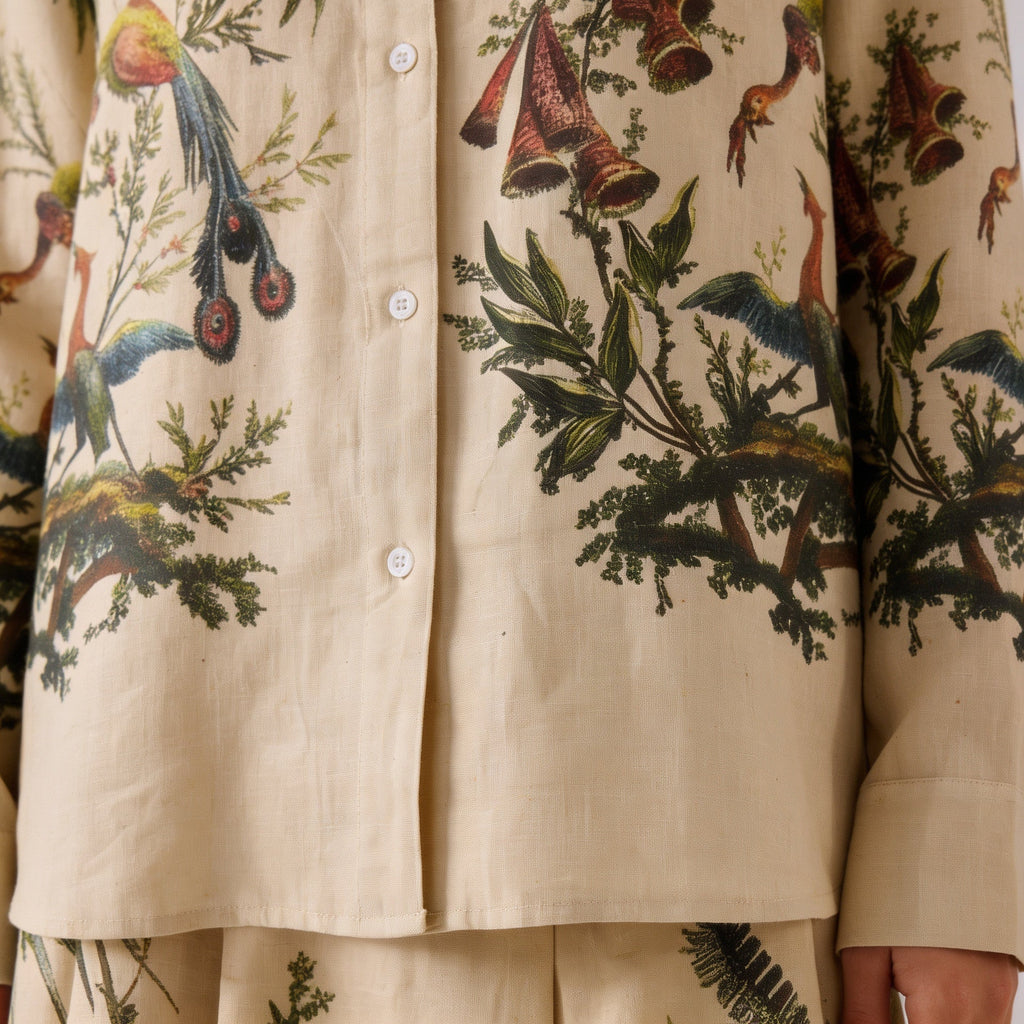 Aviary Bloom Shirt Men - fabric close up