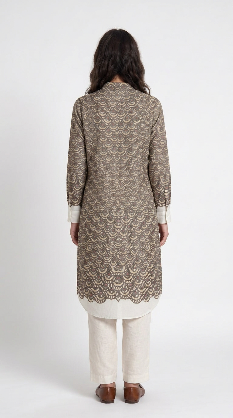 Fish Scale Kurta Women back view