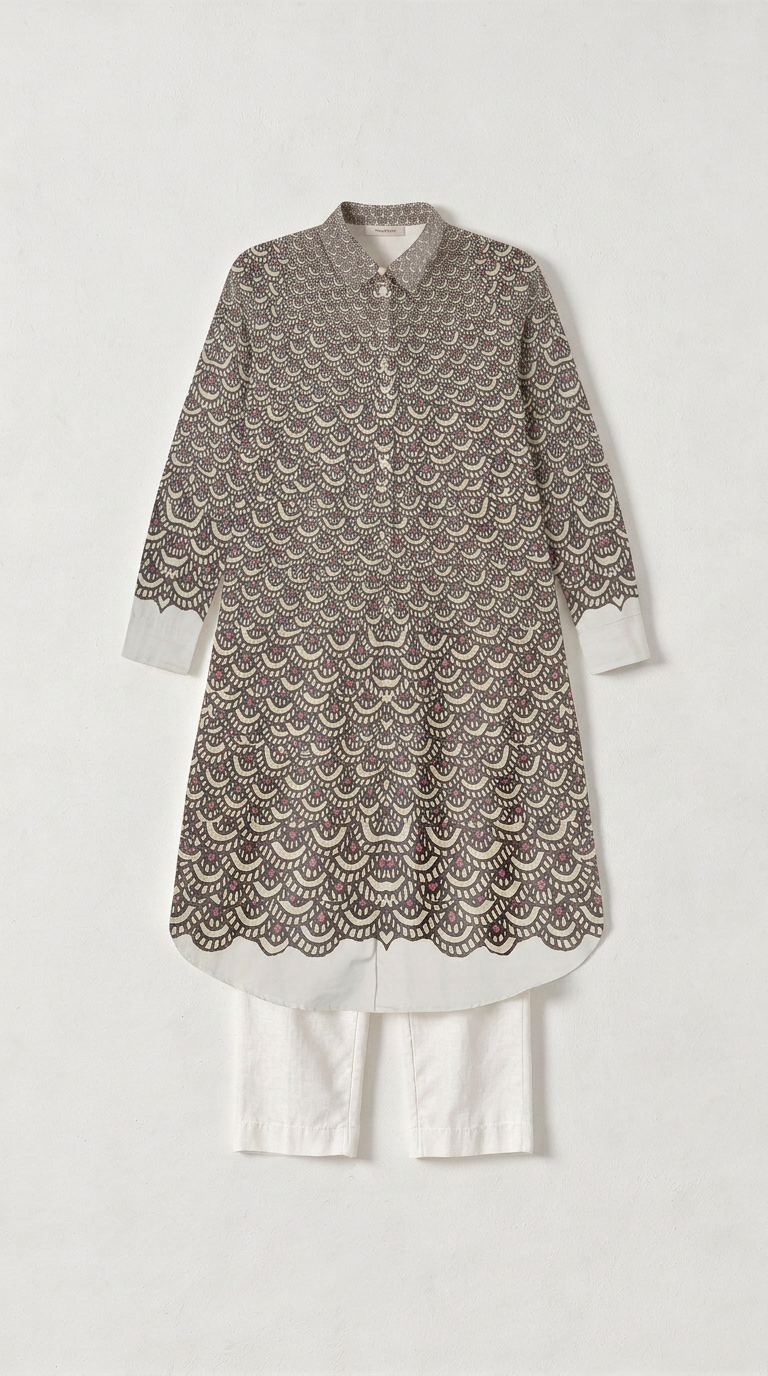 Fish Scale Kurta Women flat front view