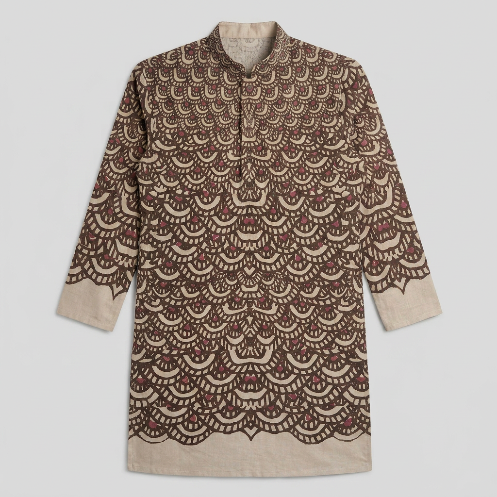 Fish Scale Kurta Men flat front view