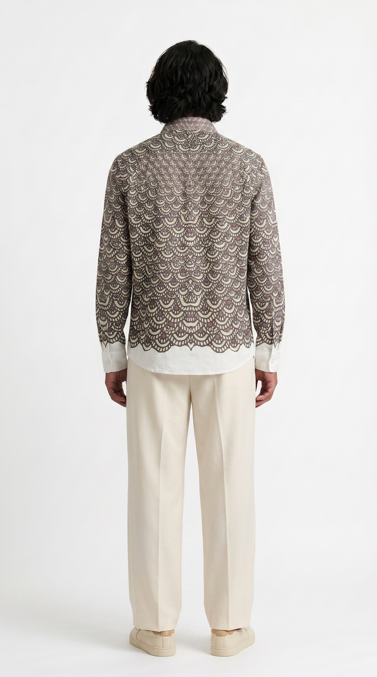 Fish Scale Shirt Men back model view