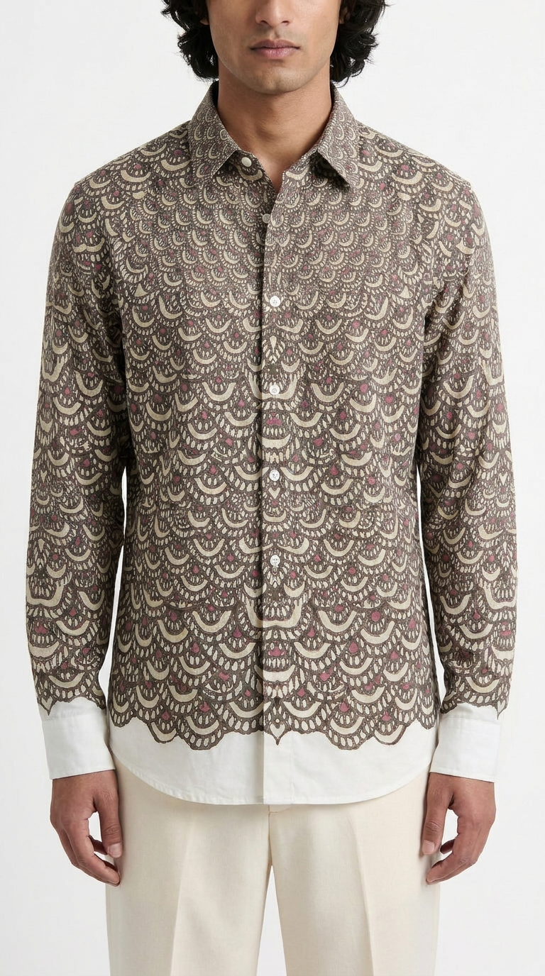 Fish Scale Shirt Men closeup detail