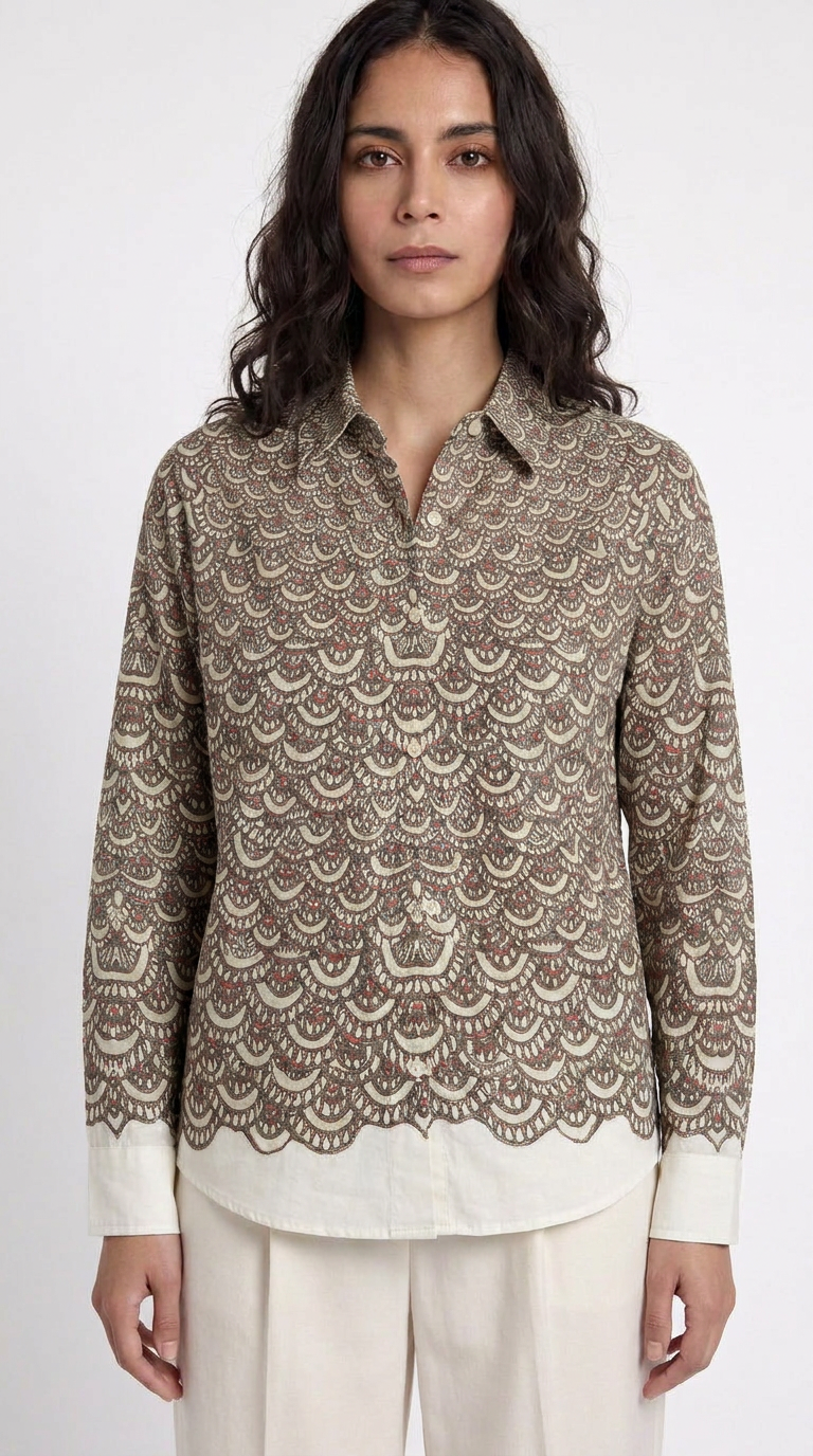 Fish Scale Shirt Women closeup detail