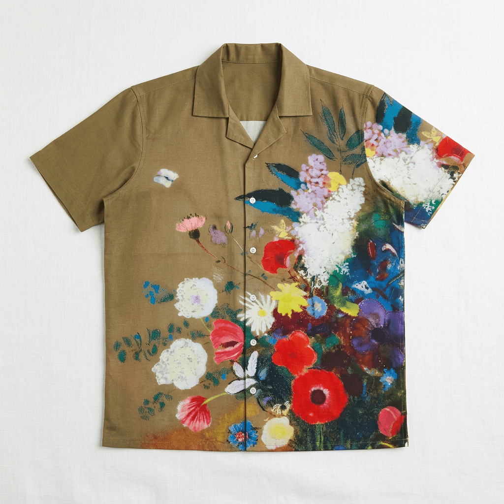 Floral Retreat Shirt Men - Brown party wear shirts for men - Naymish Designs