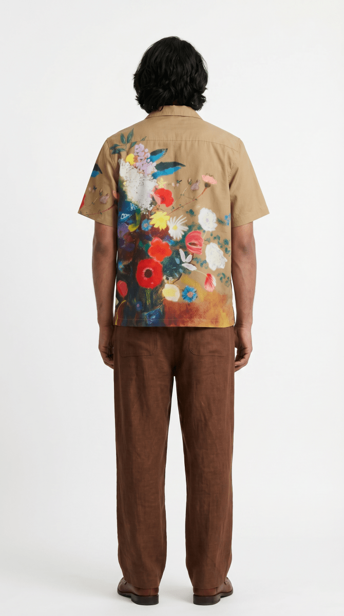 Floral Retreat Shirt Men - Brown party wear shirts for men - Naymish Designs