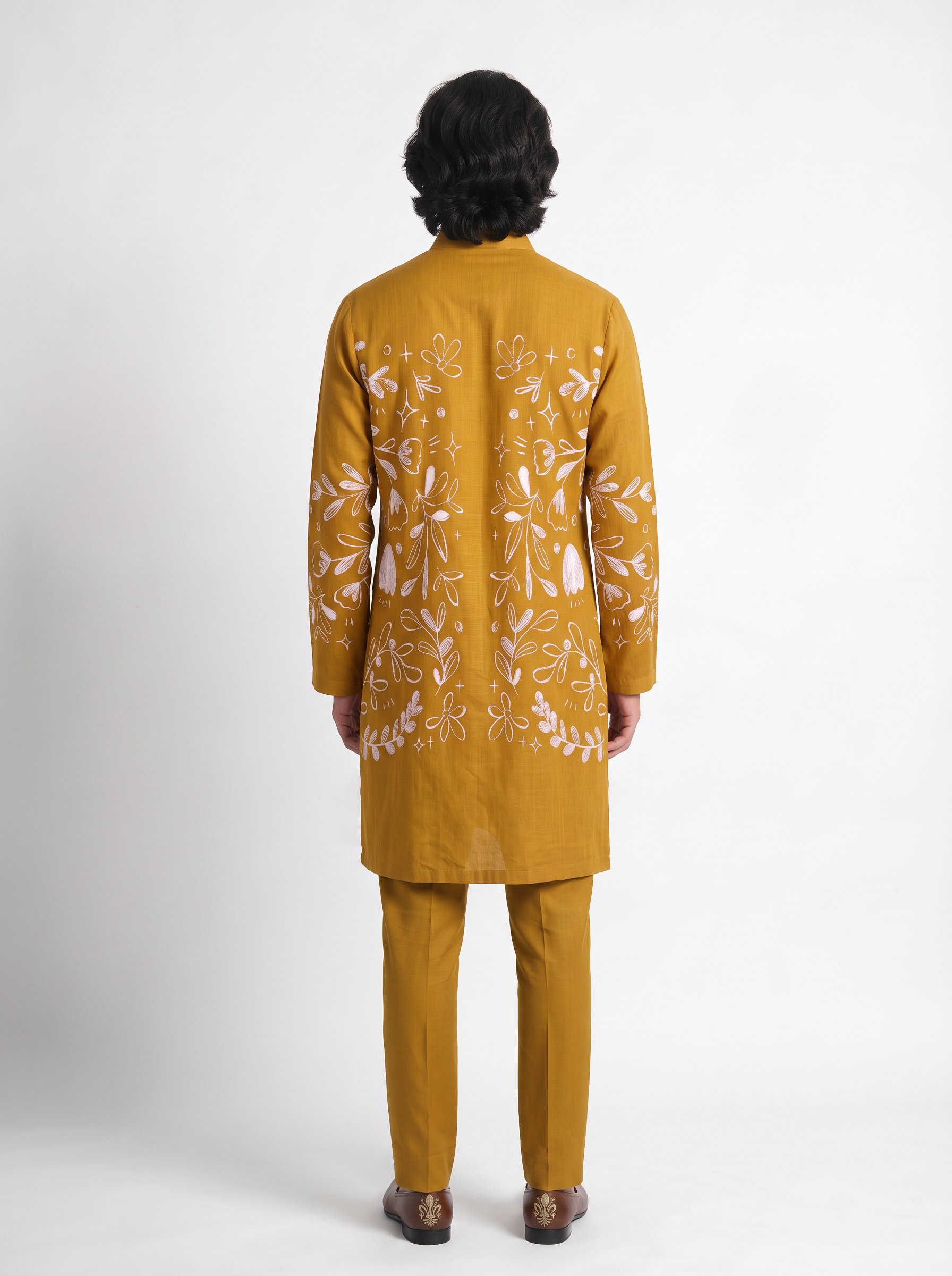 Flowerchild Kurta Set Yellow Men