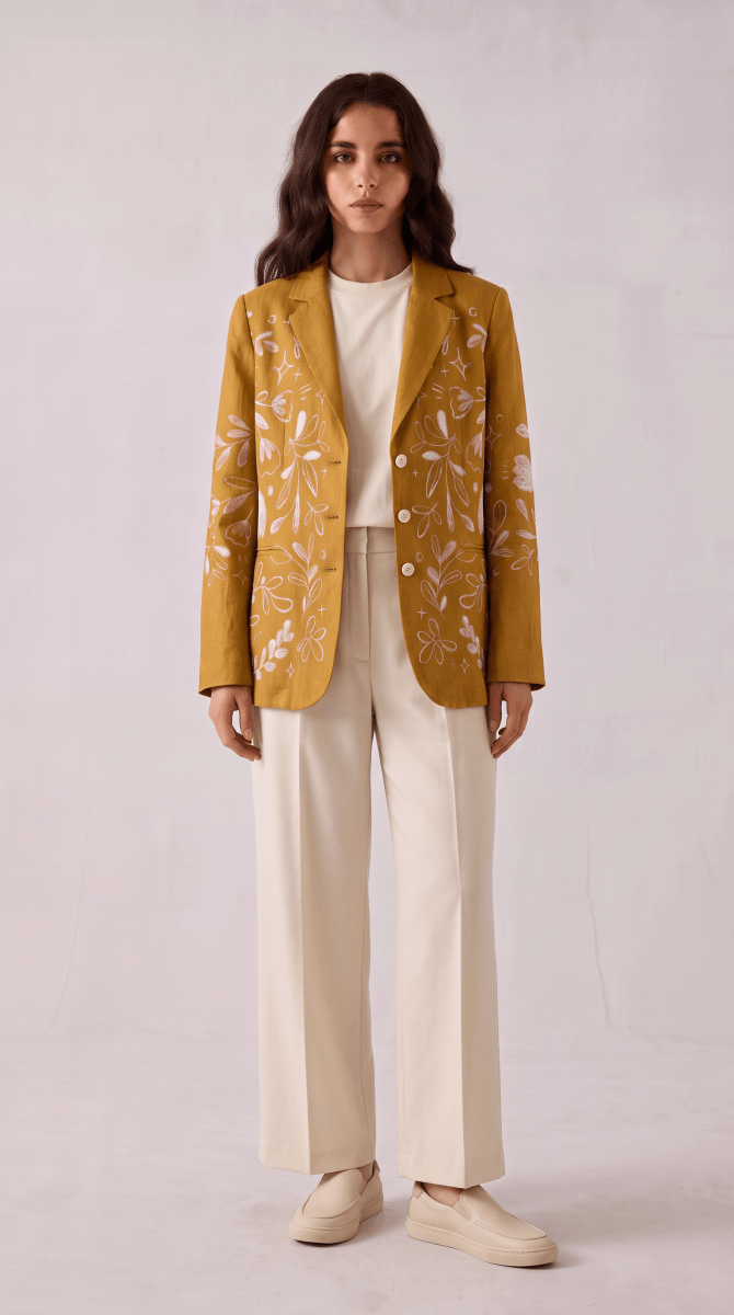 Flowerchild Blazer Women Yellow - Naymish Designs