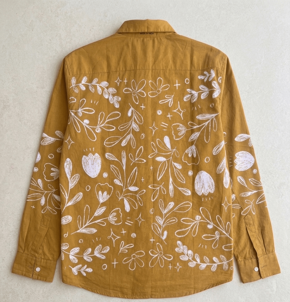 Flowerchild Full Sleeve - Shirt Women - Yellow Mustard Luxury Shirts for Women - Naymish Designs