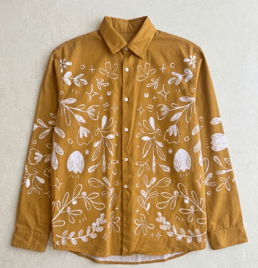 Flowerchild Full Sleeve - Shirt Women - Yellow Mustard Luxury Shirts for Women - Naymish Designs