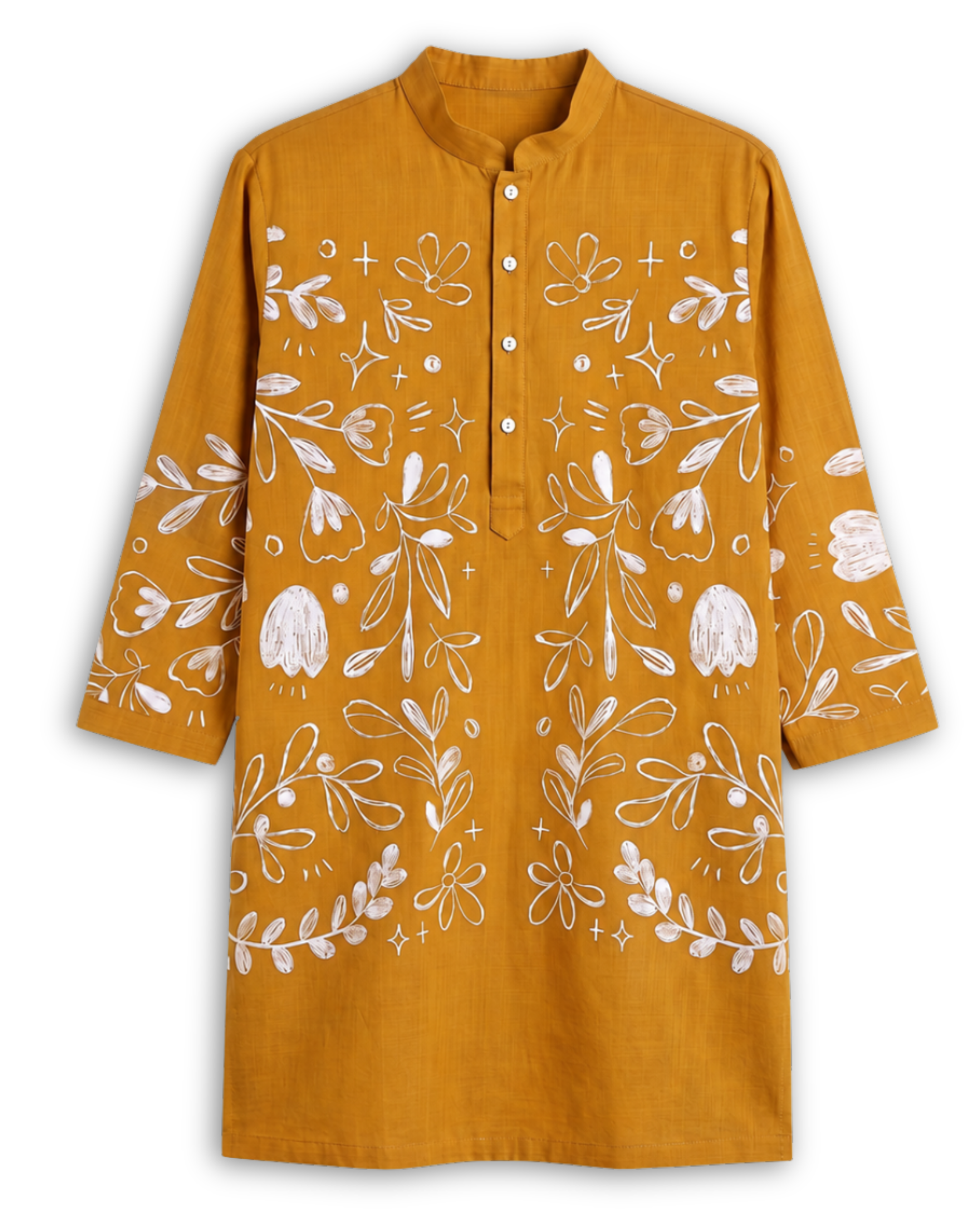 Flowerchild Kurta Set Yellow Men